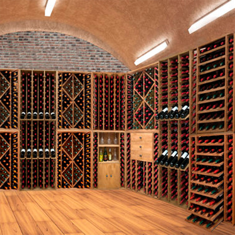 Botellero Expositor profesional 12 Marcas de vino 108 botellas en 210x68x32 fondo. EX2165